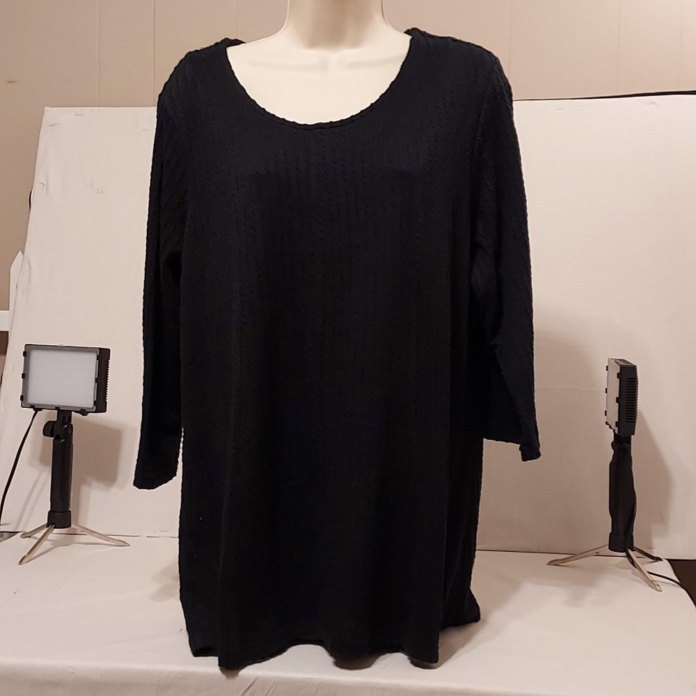 Demin & Co Womans Black Pullover Sweater SZ L Classic Office Casual